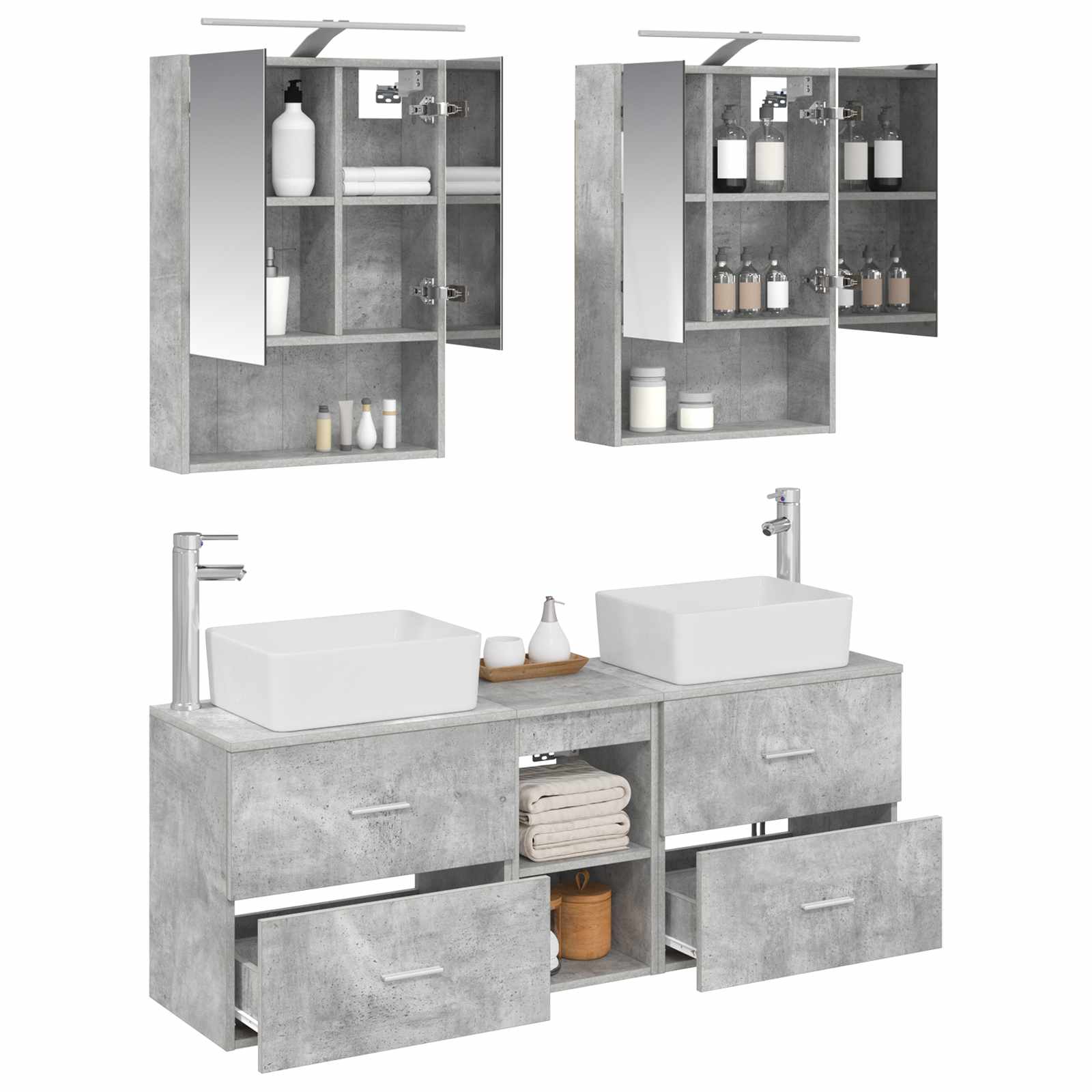vidaXL Zestaw mebli łazienkowych 5 pcs Betonowy szary