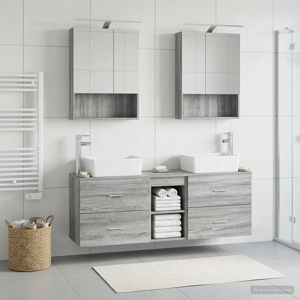 vidaXL Zestaw mebli łazienkowych 5 pcs Szary Sonoma