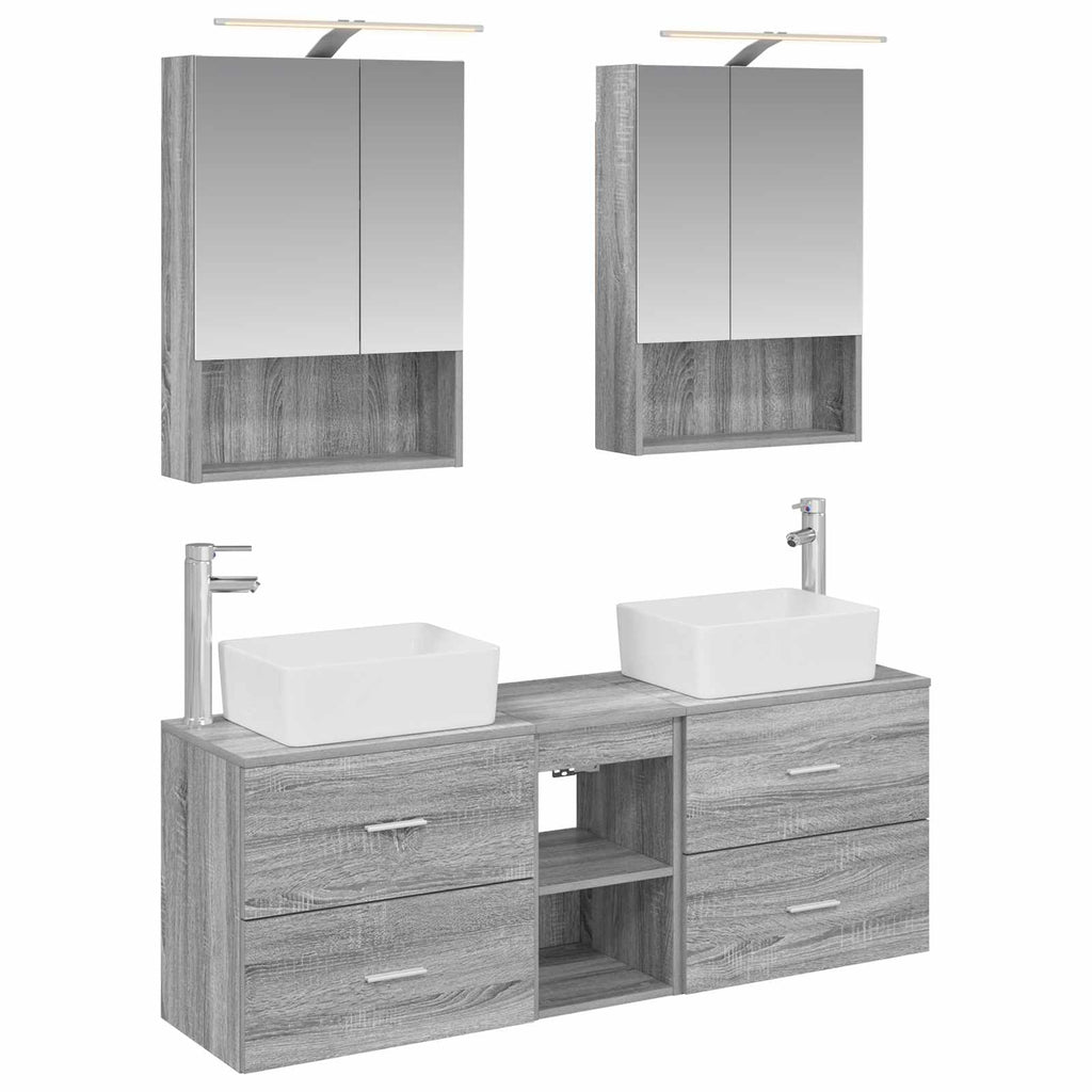 vidaXL Zestaw mebli łazienkowych 5 pcs Szary Sonoma