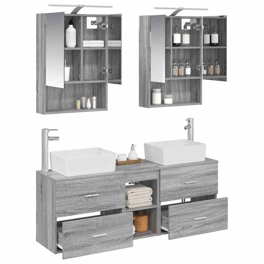 vidaXL Zestaw mebli łazienkowych 5 pcs Szary Sonoma