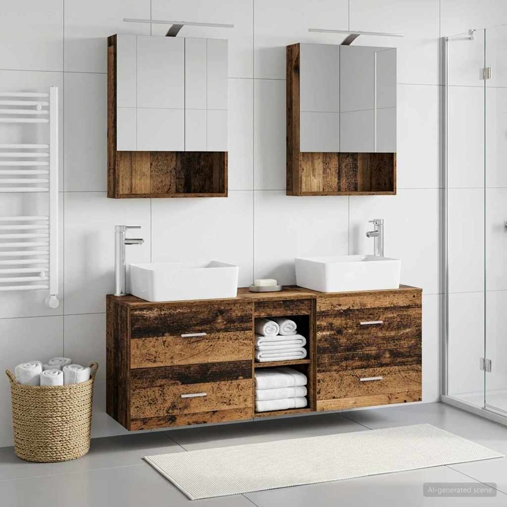 vidaXL Zestaw mebli łazienkowych 5 pcs Stare drewno