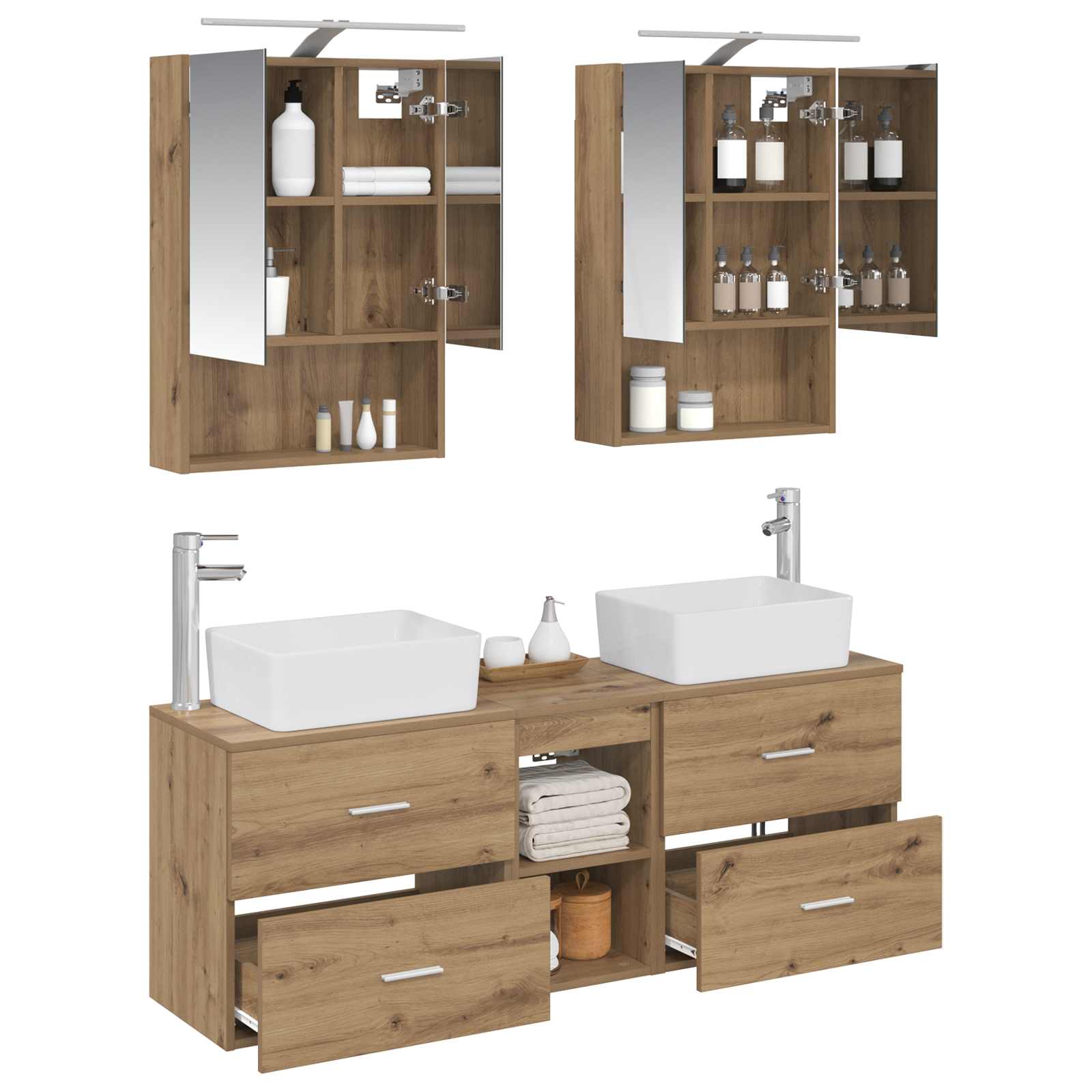 vidaXL Zestaw mebli łazienkowych 5 pcs Dąb artisan