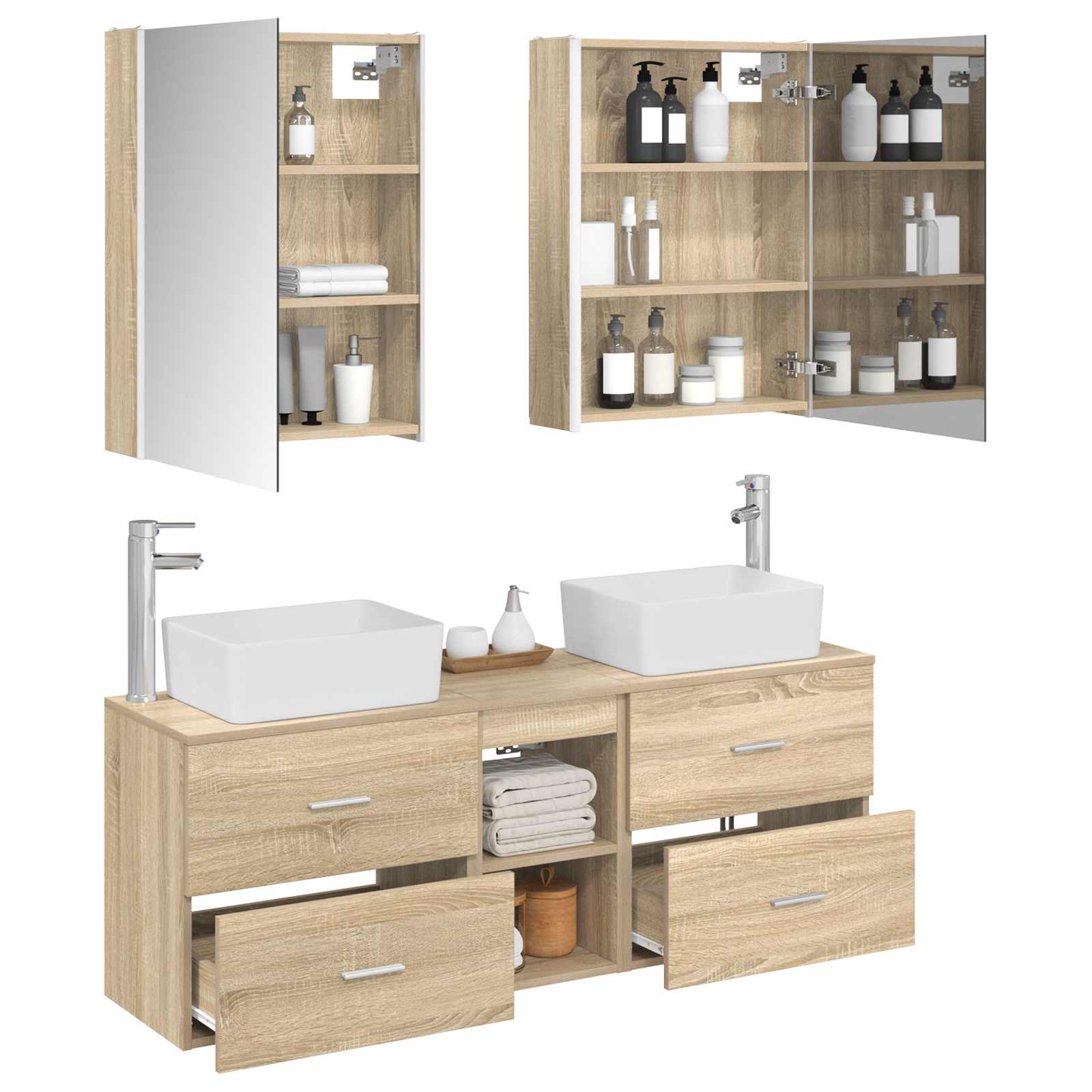 vidaXL Zestaw mebli łazienkowych 5 pcs dąb Sonoma