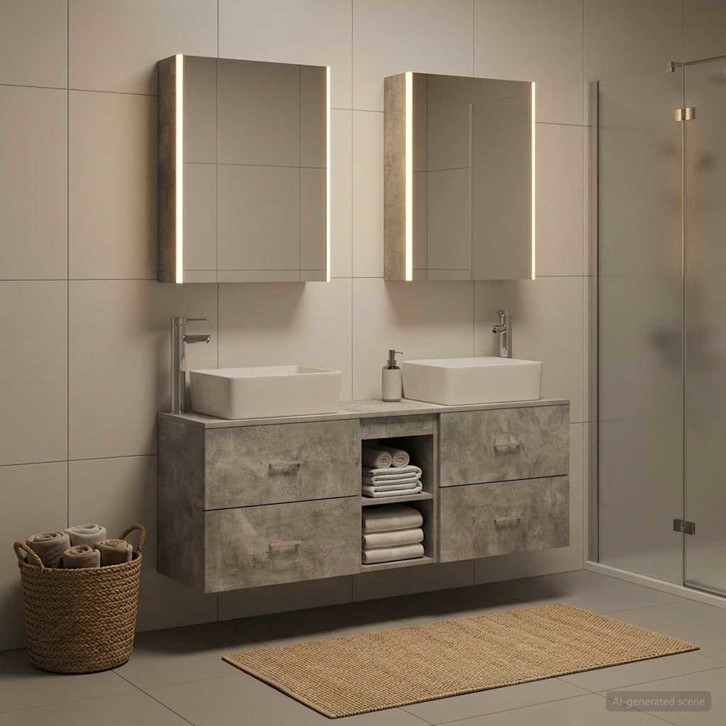 vidaXL Zestaw mebli łazienkowych 5 pcs Betonowy szary
