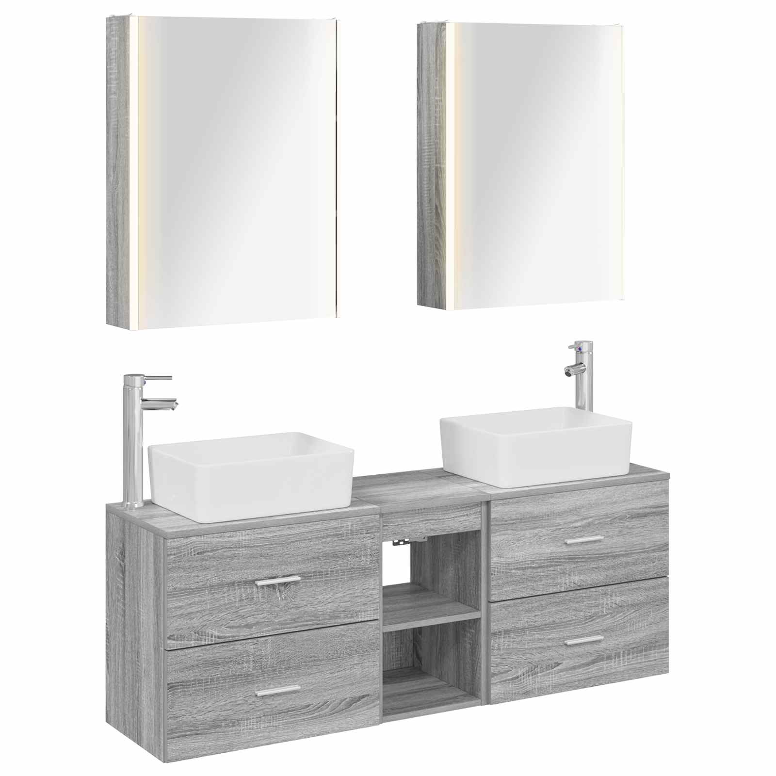 vidaXL Zestaw mebli łazienkowych 5 pcs Szary Sonoma