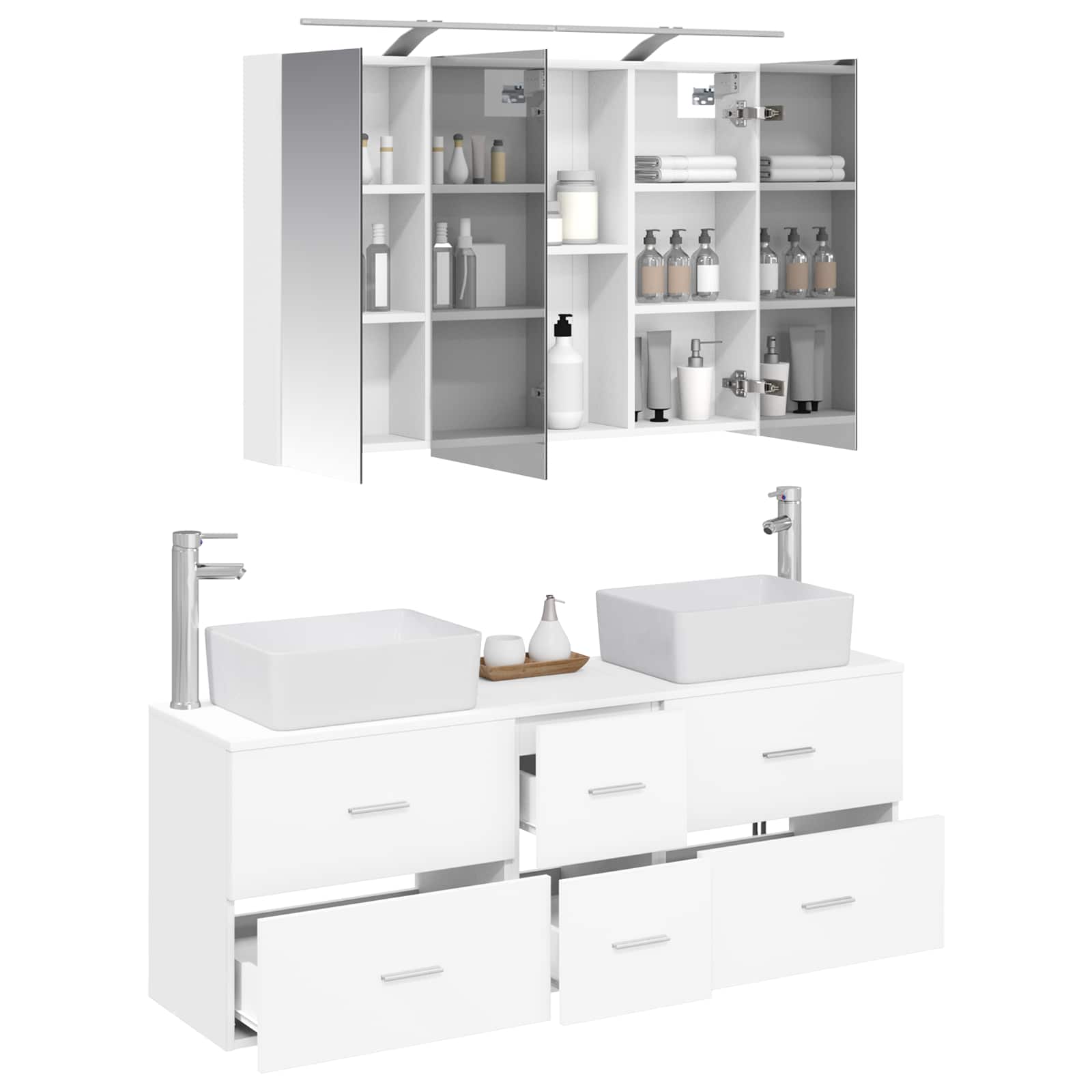 vidaXL Zestaw mebli łazienkowych 4 pcs Biały