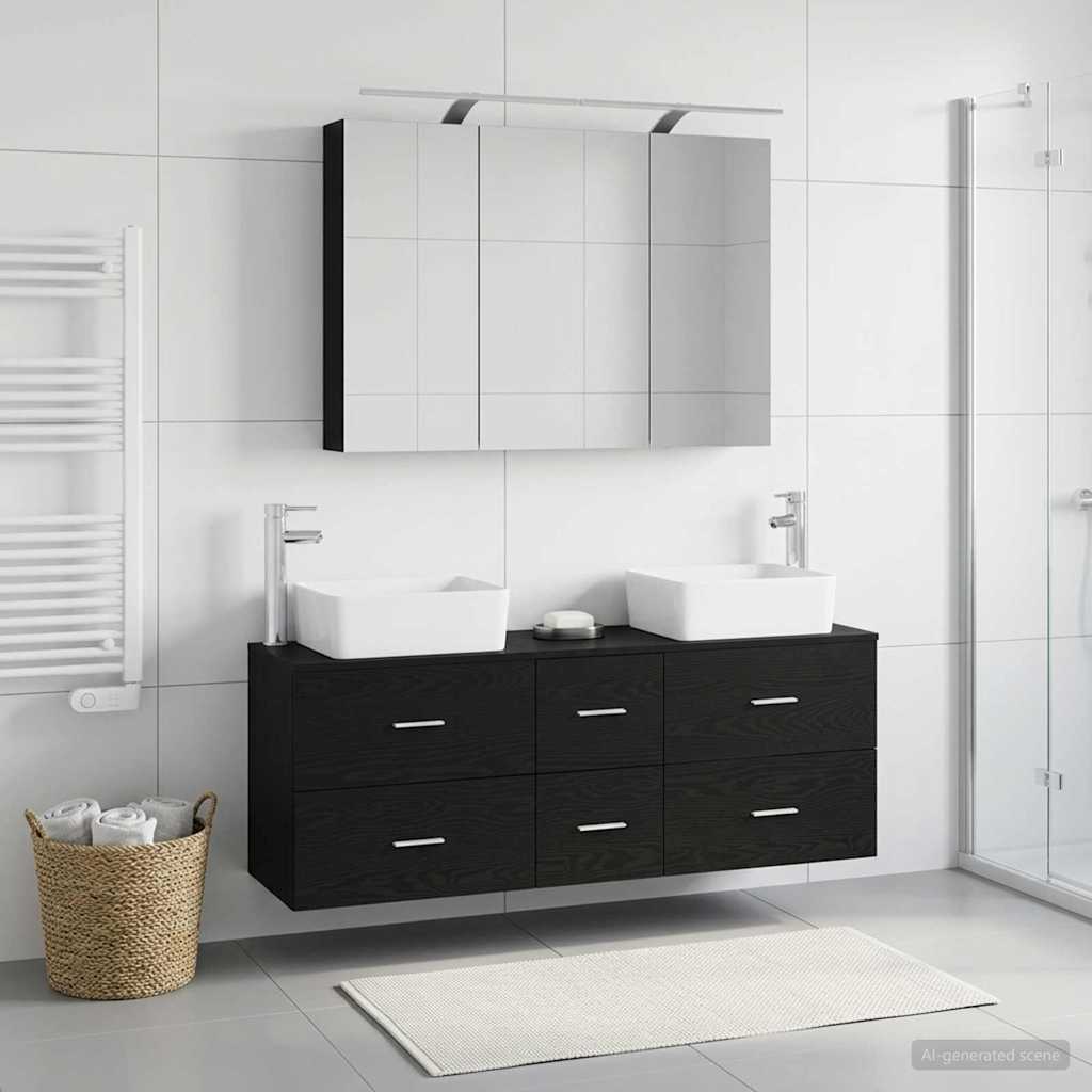 vidaXL Zestaw mebli łazienkowych 4 pcs Czarny dąb