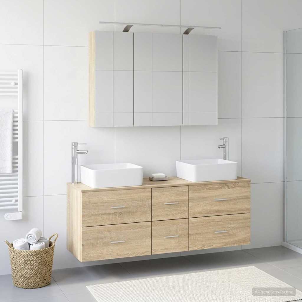 vidaXL Zestaw mebli łazienkowych 4 pcs dąb Sonoma