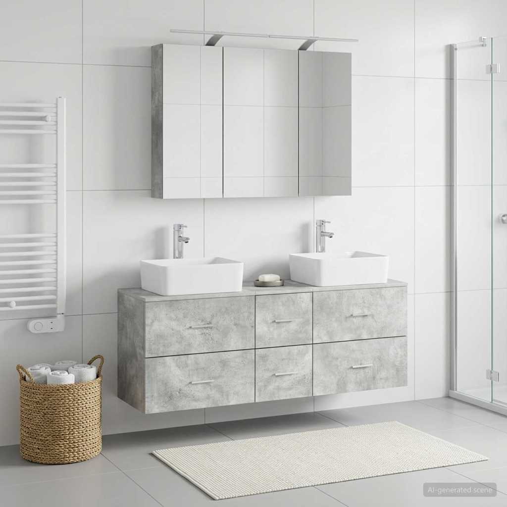 vidaXL Zestaw mebli łazienkowych 4 pcs Betonowy szary