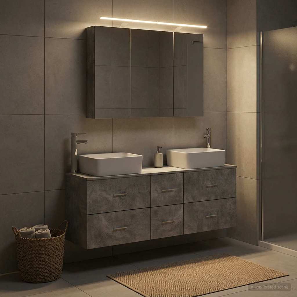 vidaXL Zestaw mebli łazienkowych 4 pcs Betonowy szary