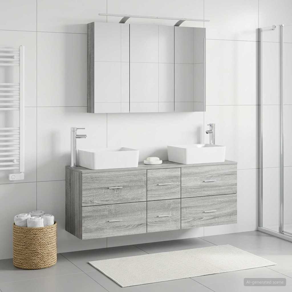 vidaXL Zestaw mebli łazienkowych 4 pcs Szary Sonoma