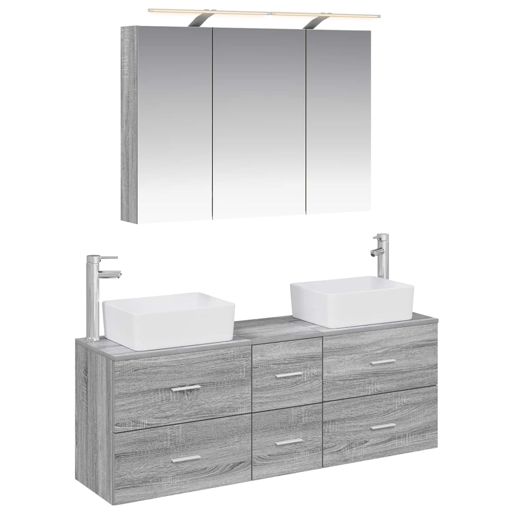 vidaXL Zestaw mebli łazienkowych 4 pcs Szary Sonoma