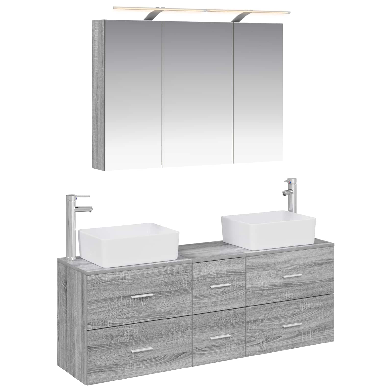 vidaXL Zestaw mebli łazienkowych 4 pcs Szary Sonoma