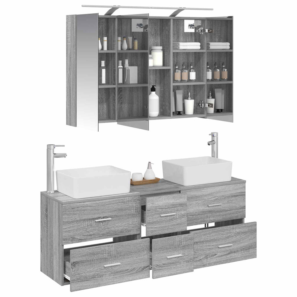 vidaXL Zestaw mebli łazienkowych 4 pcs Szary Sonoma