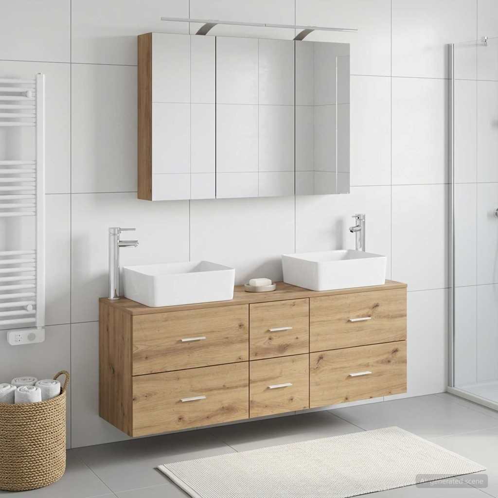 vidaXL Zestaw mebli łazienkowych 4 pcs Dąb artisan