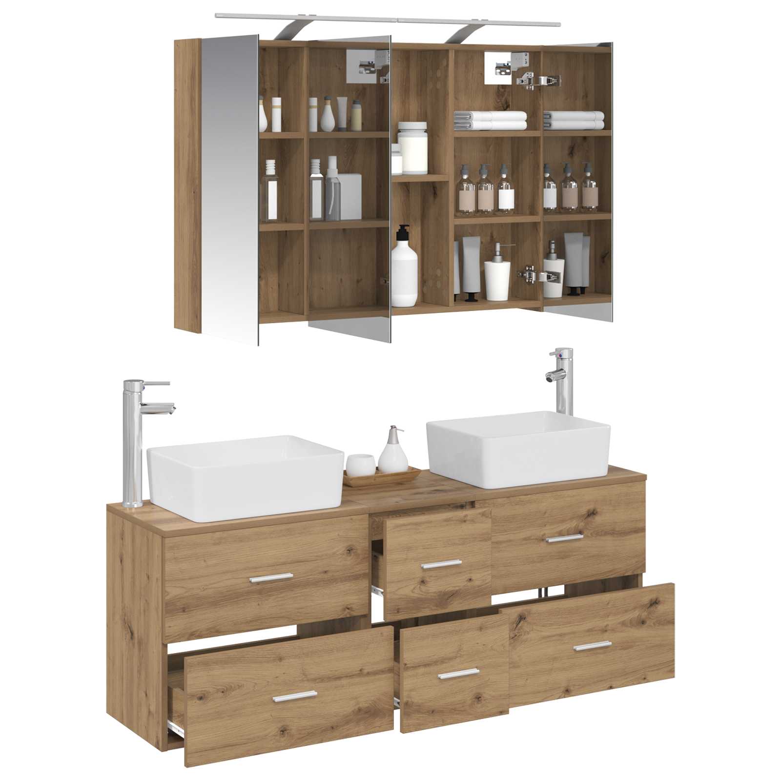 vidaXL Zestaw mebli łazienkowych 4 pcs Dąb artisan