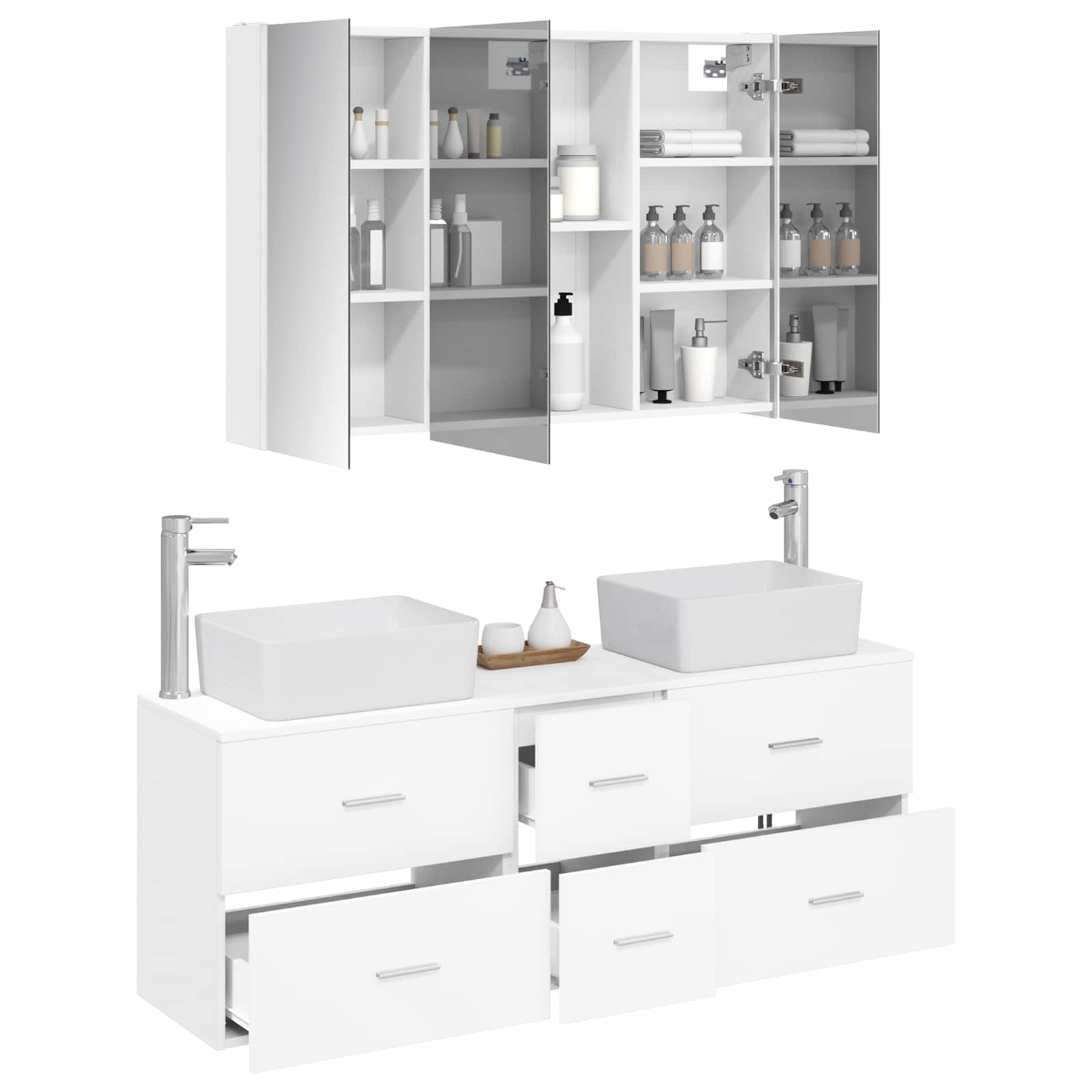 vidaXL Zestaw mebli łazienkowych 4 pcs Biały