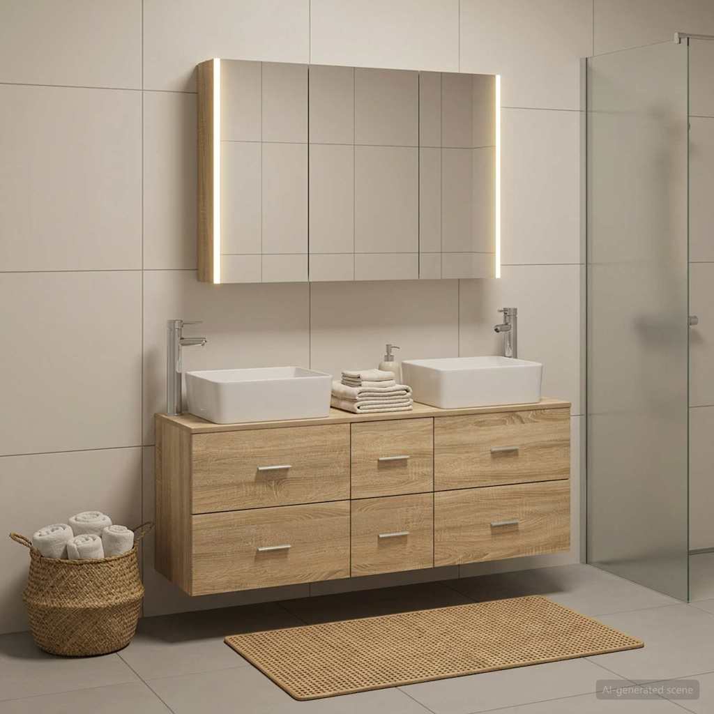 vidaXL Zestaw mebli łazienkowych 4 pcs dąb Sonoma