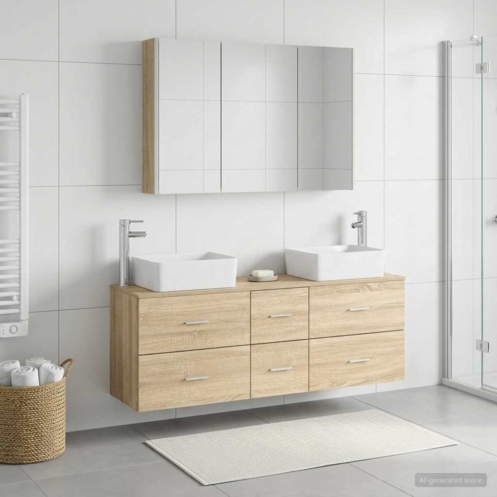 vidaXL Zestaw mebli łazienkowych 4 pcs dąb Sonoma