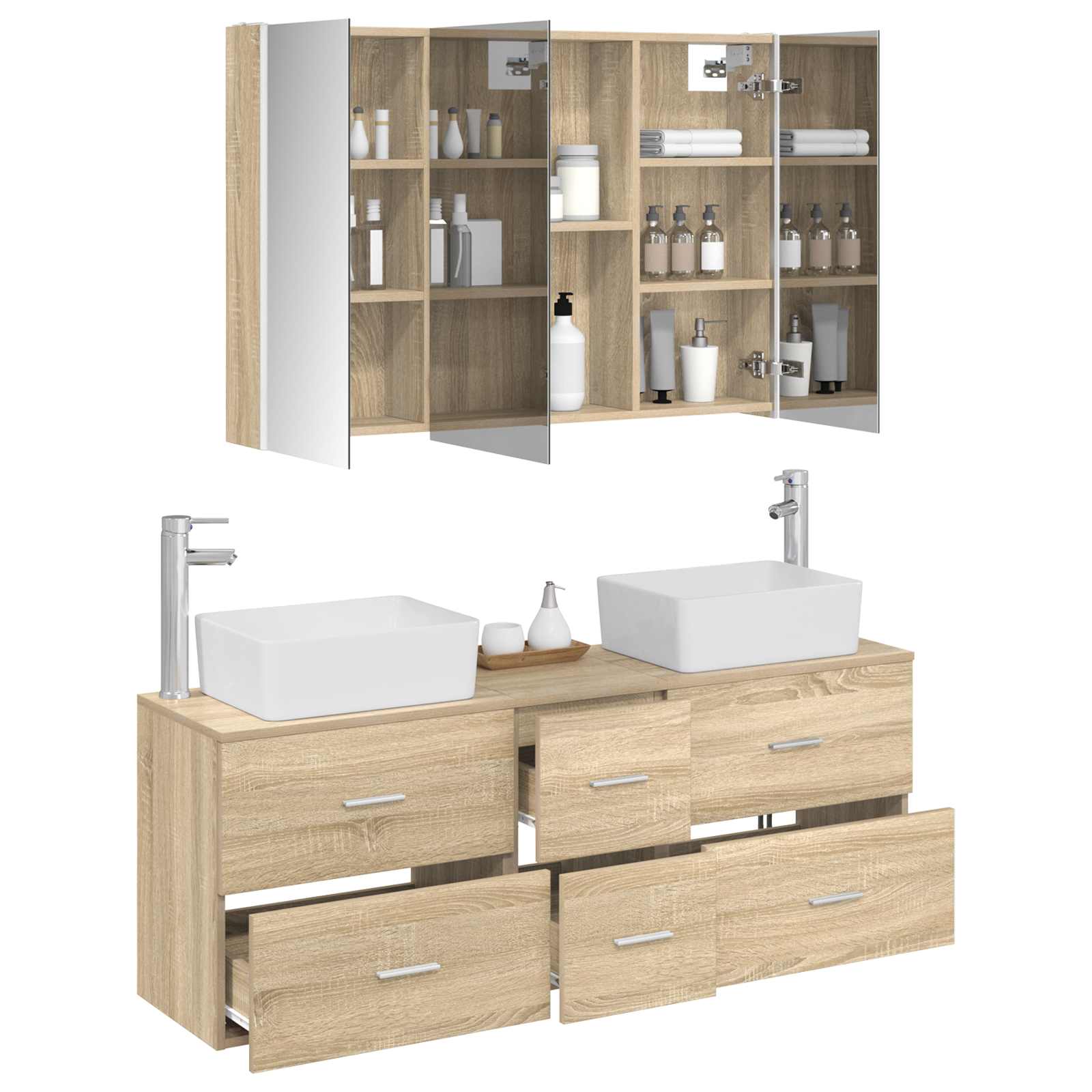 vidaXL Zestaw mebli łazienkowych 4 pcs dąb Sonoma
