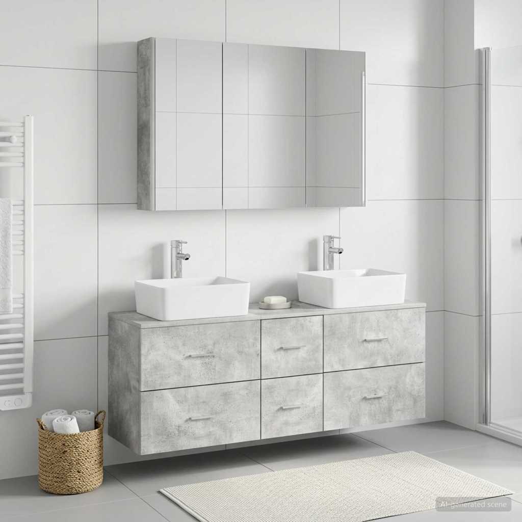 vidaXL Zestaw mebli łazienkowych 4 pcs Betonowy szary