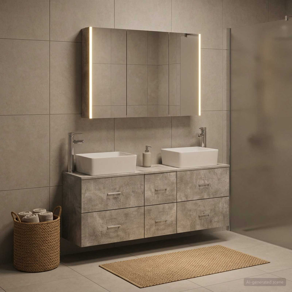 vidaXL Zestaw mebli łazienkowych 4 pcs Betonowy szary