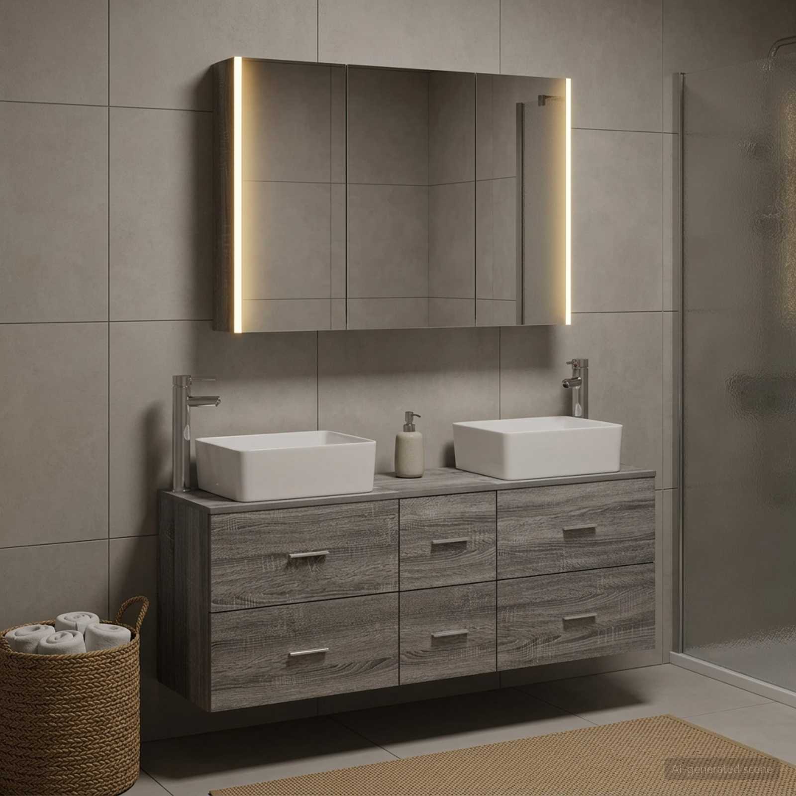 vidaXL Zestaw mebli łazienkowych 4 pcs Szary Sonoma