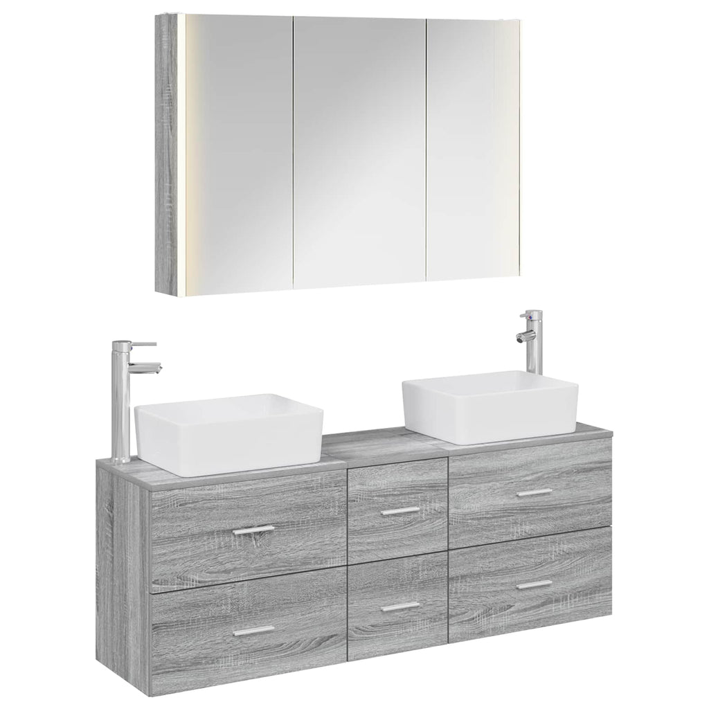 vidaXL Zestaw mebli łazienkowych 4 pcs Szary Sonoma