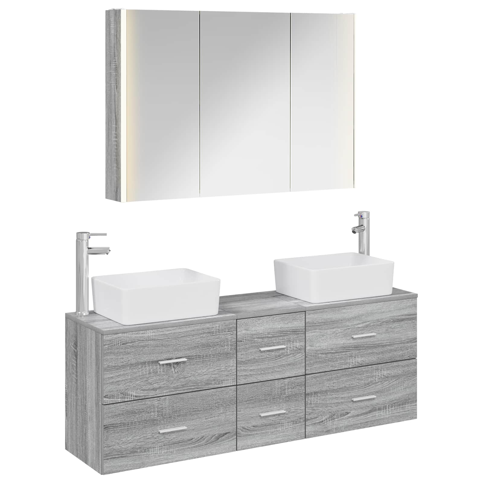 vidaXL Zestaw mebli łazienkowych 4 pcs Szary Sonoma