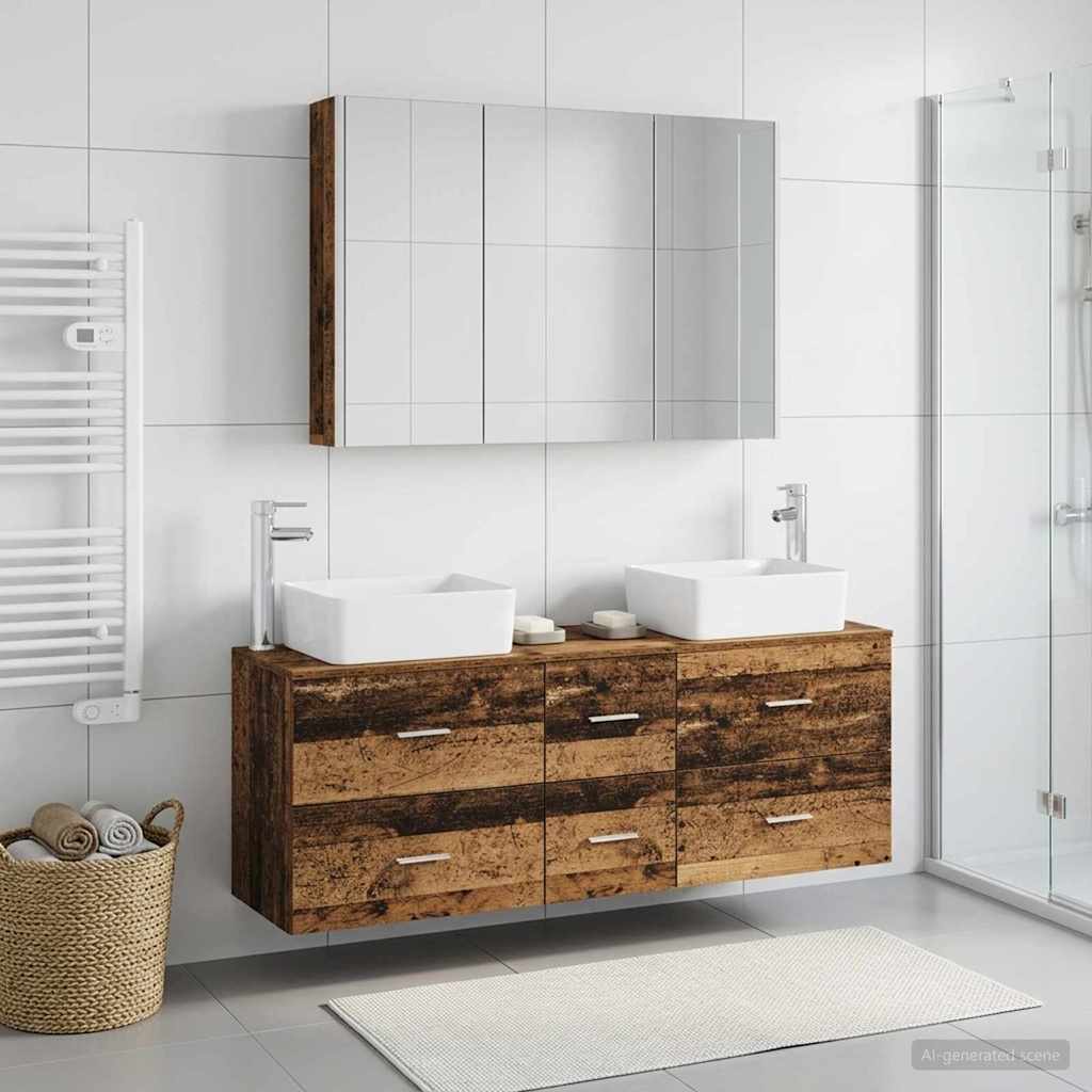 vidaXL Zestaw mebli łazienkowych 4 pcs Stare drewno