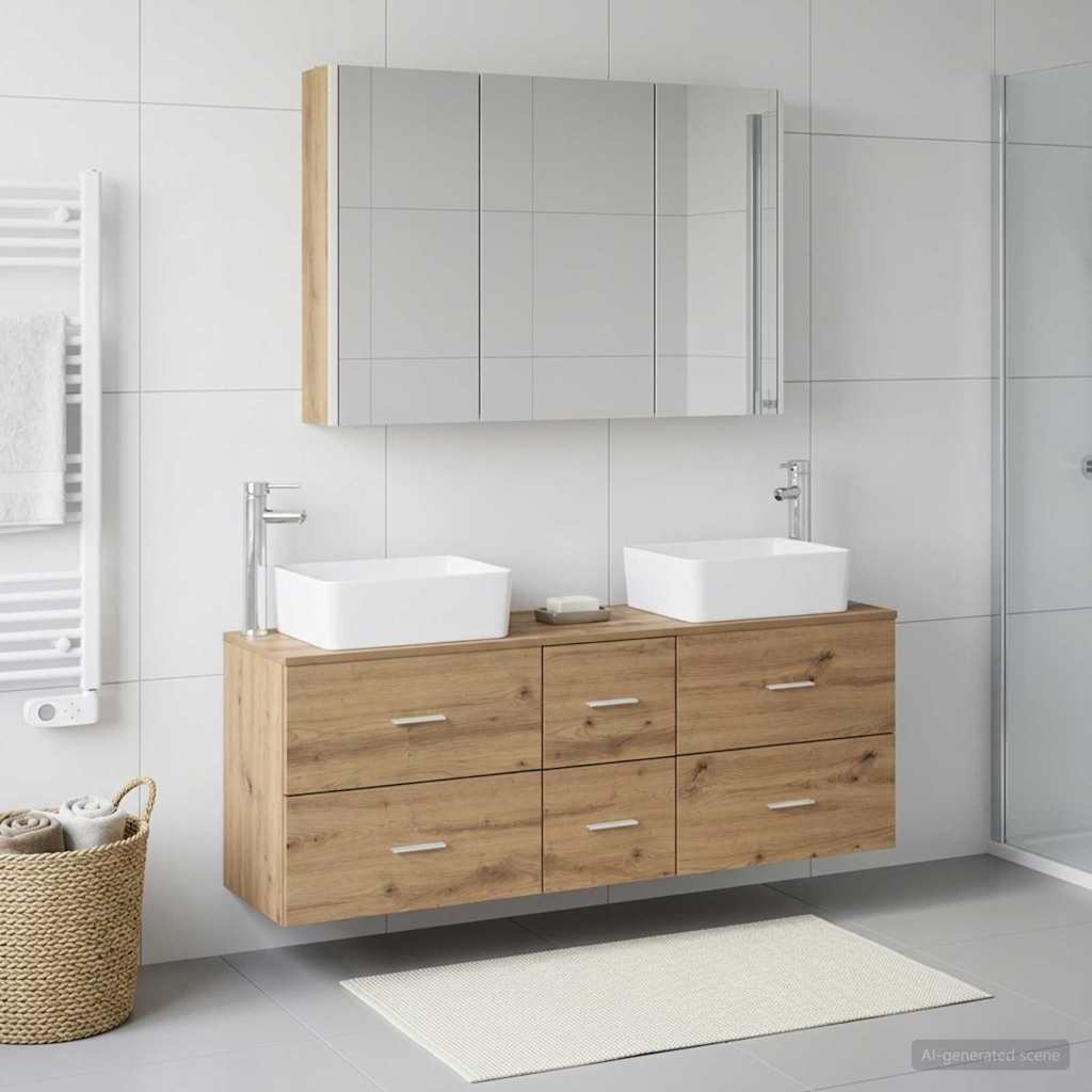 vidaXL Zestaw mebli łazienkowych 4 pcs Dąb artisan