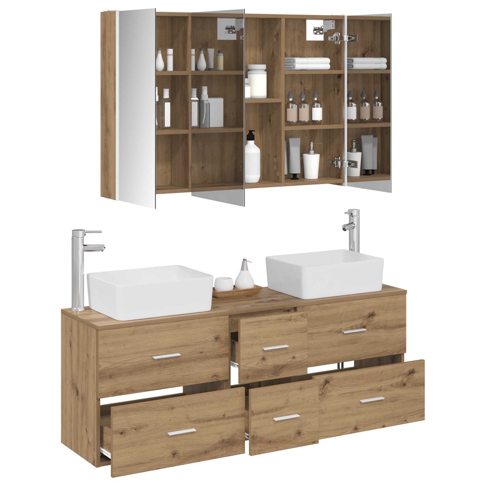 vidaXL Zestaw mebli łazienkowych 4 pcs Dąb artisan