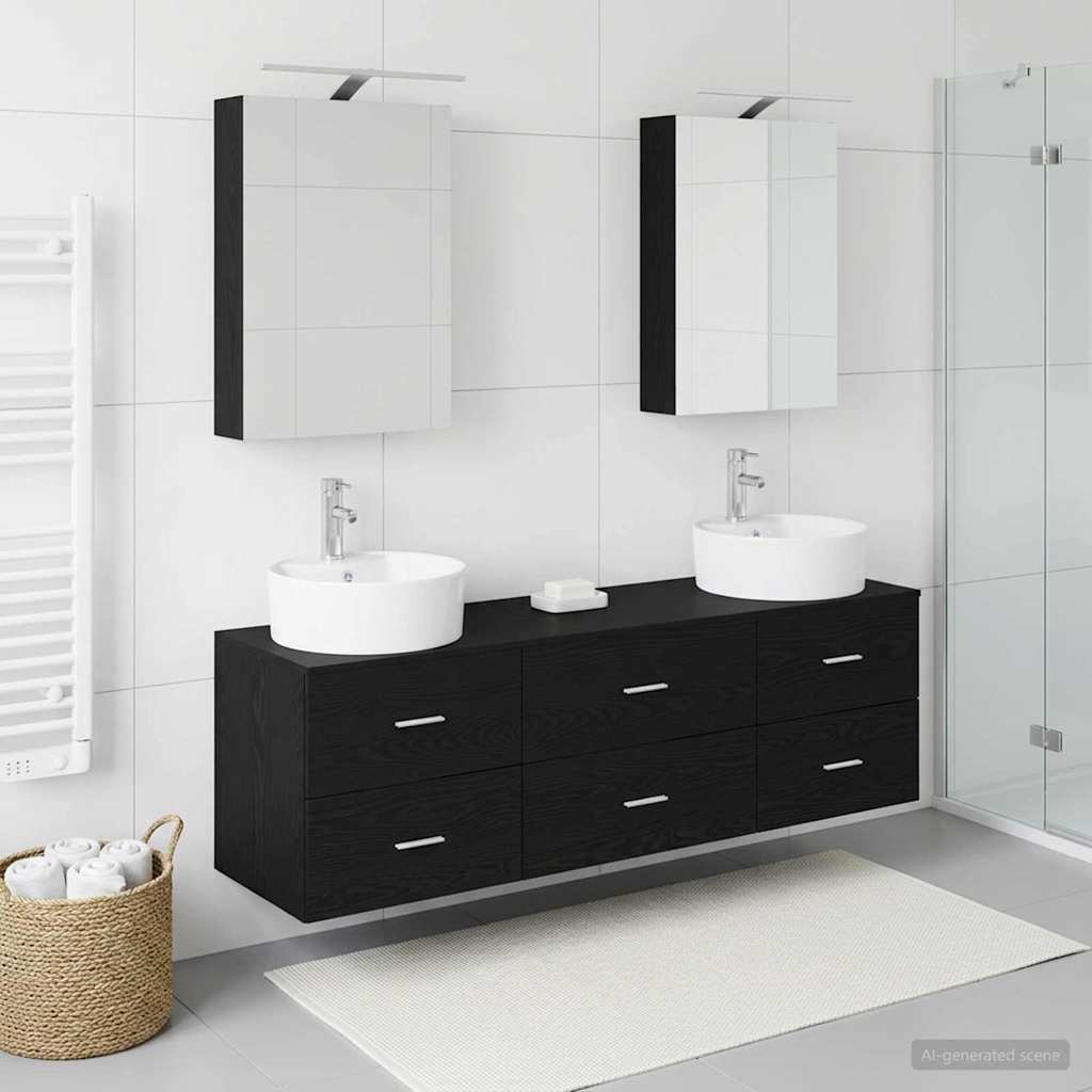 vidaXL Zestaw mebli łazienkowych 5 pcs Czarny dąb