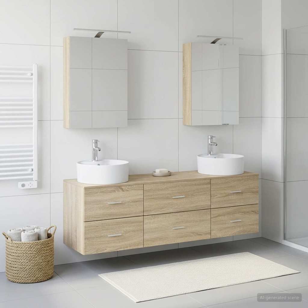 vidaXL Zestaw mebli łazienkowych 5 pcs dąb Sonoma