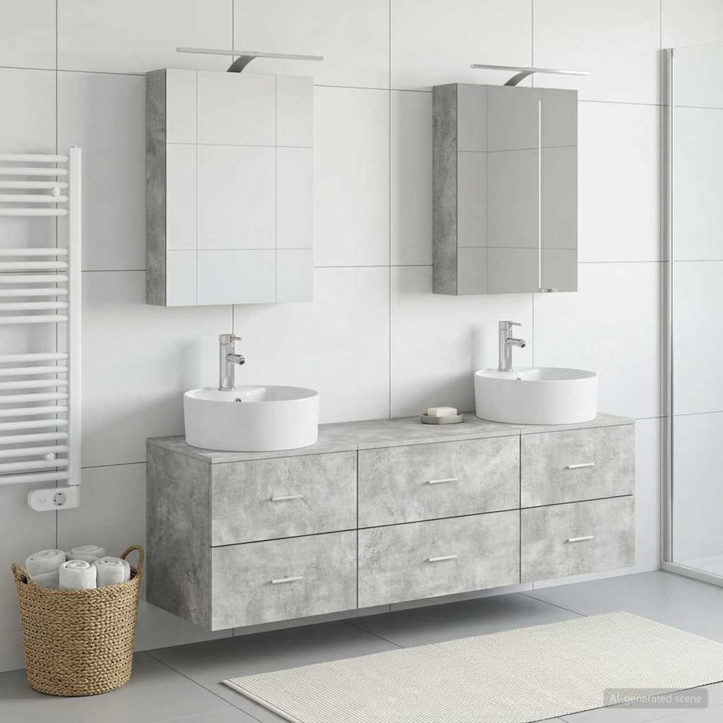 vidaXL Zestaw mebli łazienkowych 5 pcs Betonowy szary
