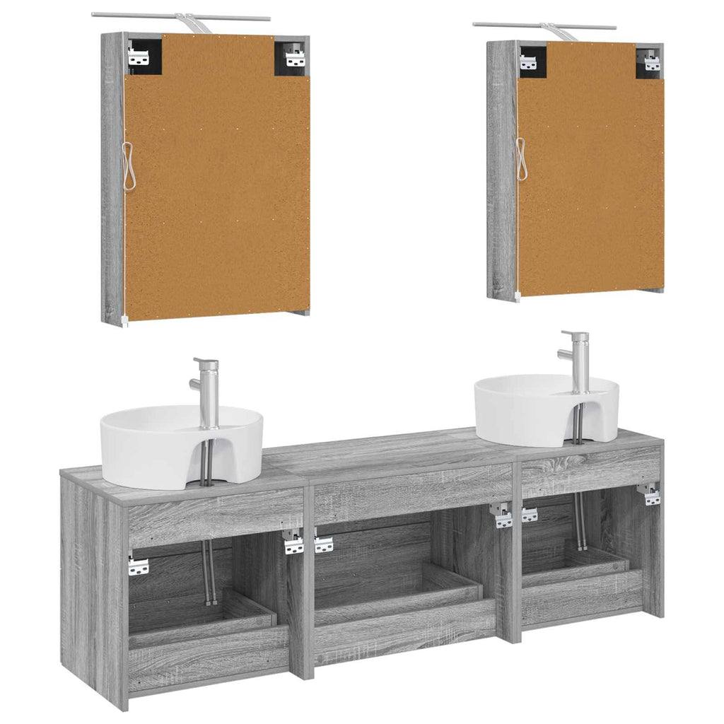 vidaXL Zestaw mebli łazienkowych 5 pcs Szary Sonoma