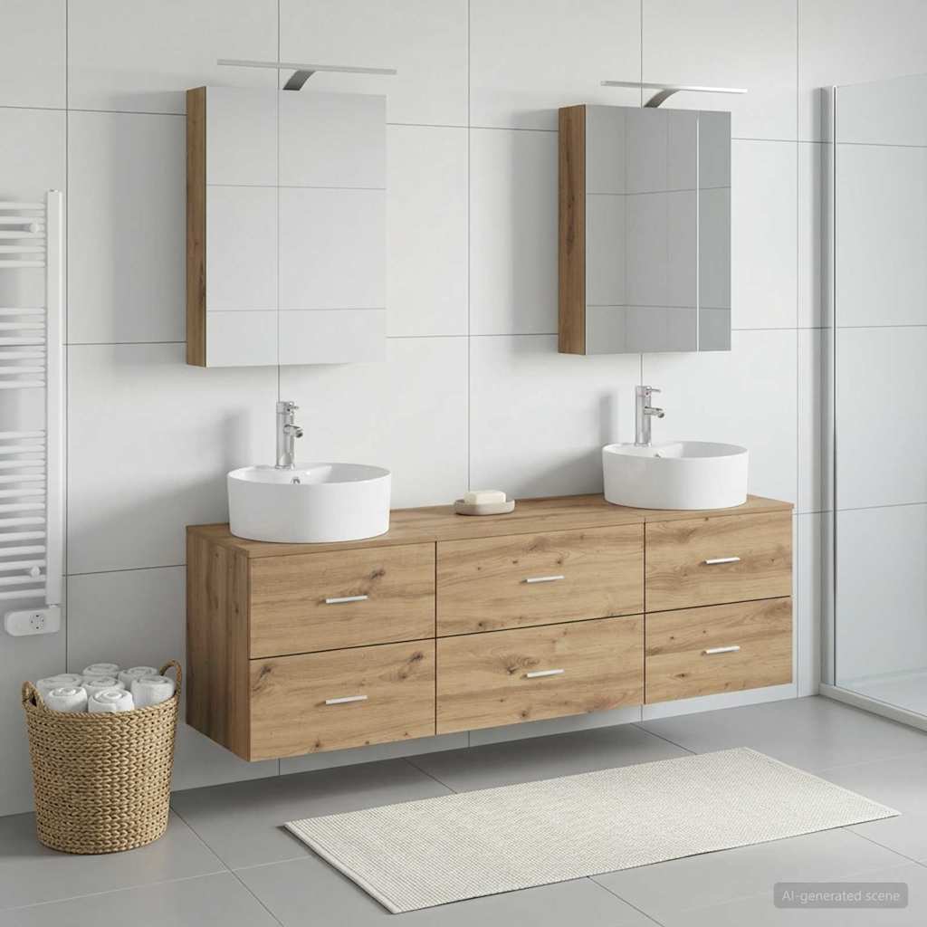 vidaXL Zestaw mebli łazienkowych 5 pcs Dąb artisan