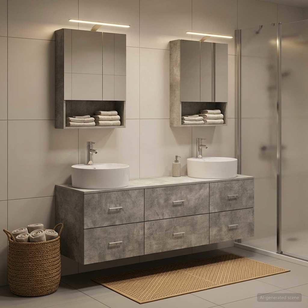 vidaXL Zestaw mebli łazienkowych 5 pcs Betonowy szary