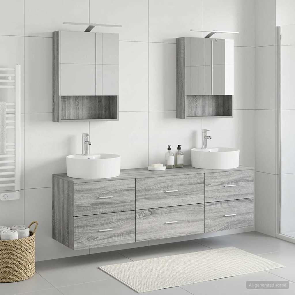 vidaXL Zestaw mebli łazienkowych 5 pcs Szary Sonoma