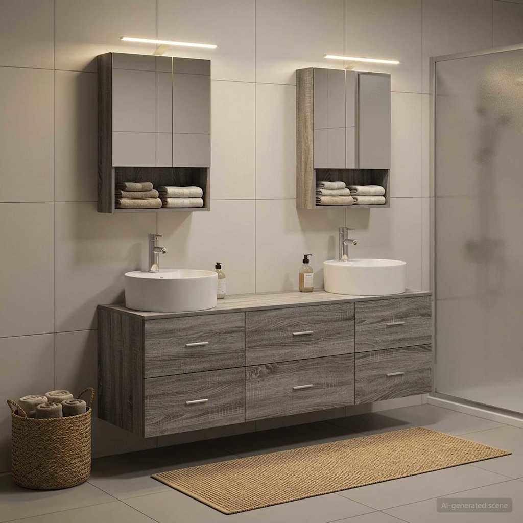 vidaXL Zestaw mebli łazienkowych 5 pcs Szary Sonoma