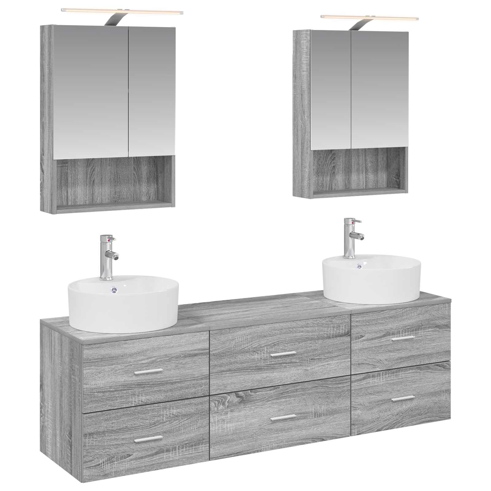 vidaXL Zestaw mebli łazienkowych 5 pcs Szary Sonoma