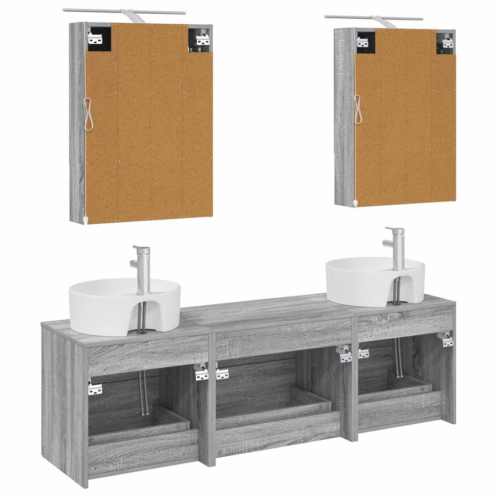 vidaXL Zestaw mebli łazienkowych 5 pcs Szary Sonoma