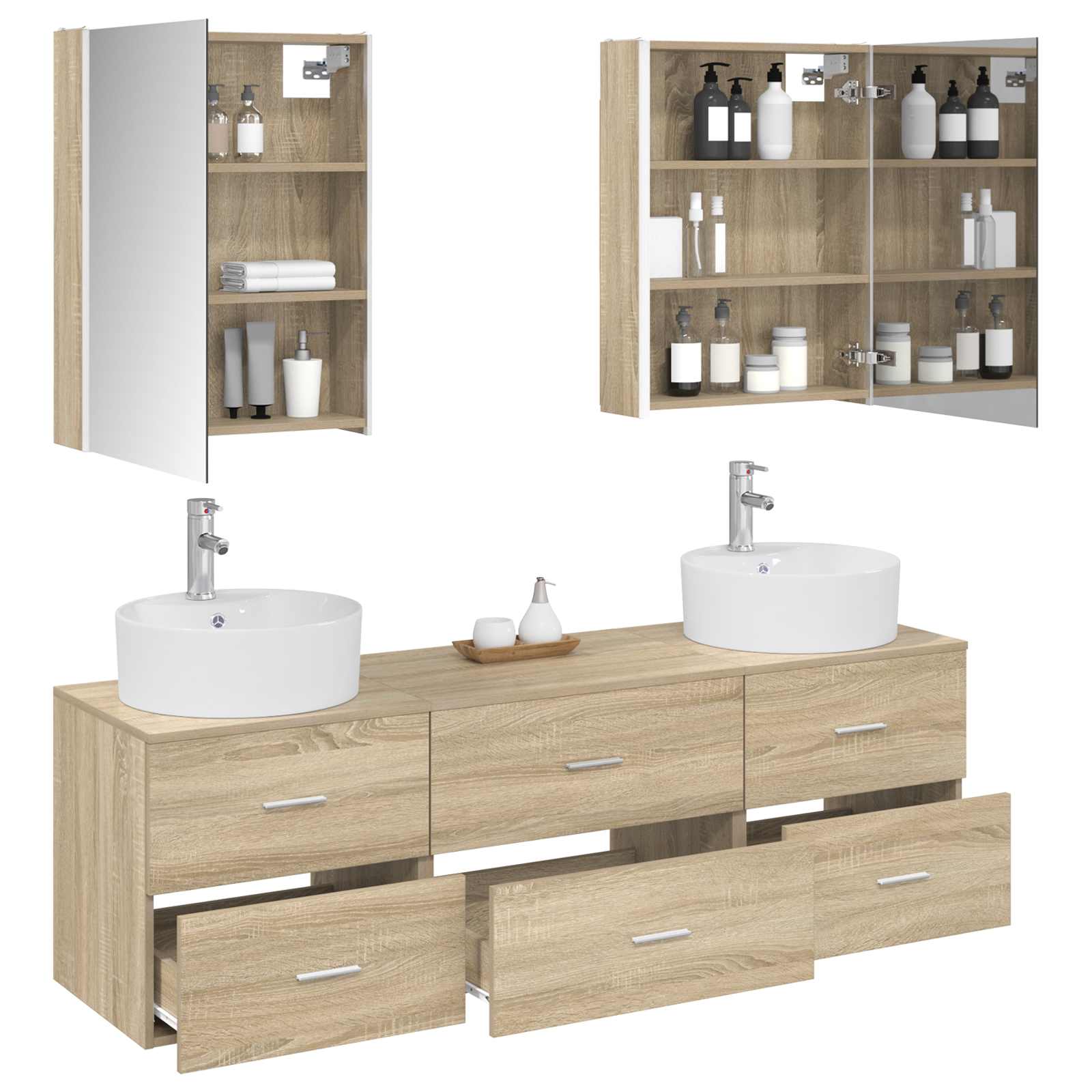 vidaXL Zestaw mebli łazienkowych 5 pcs dąb Sonoma