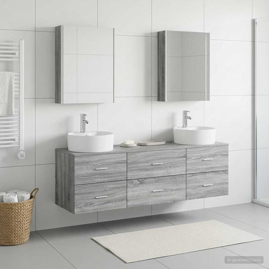 vidaXL Zestaw mebli łazienkowych 5 pcs Szary Sonoma