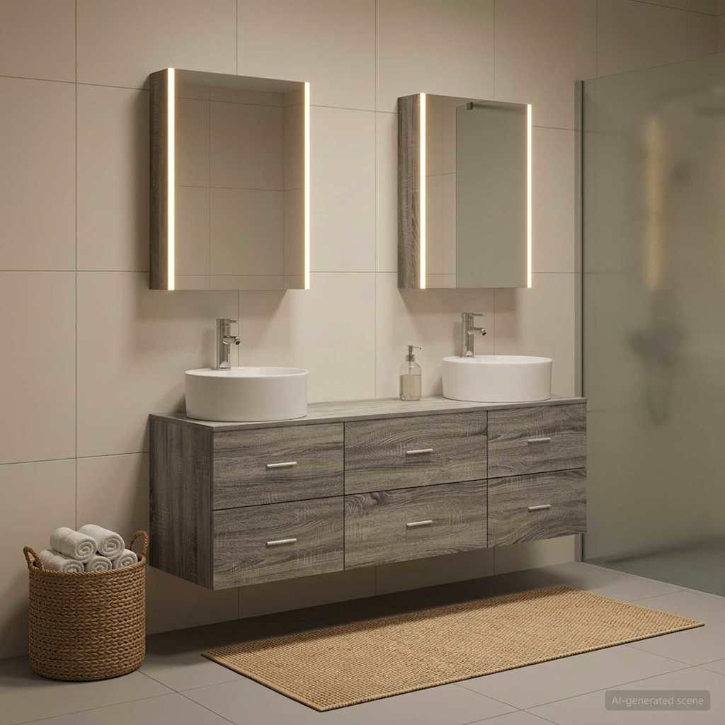 vidaXL Zestaw mebli łazienkowych 5 pcs Szary Sonoma