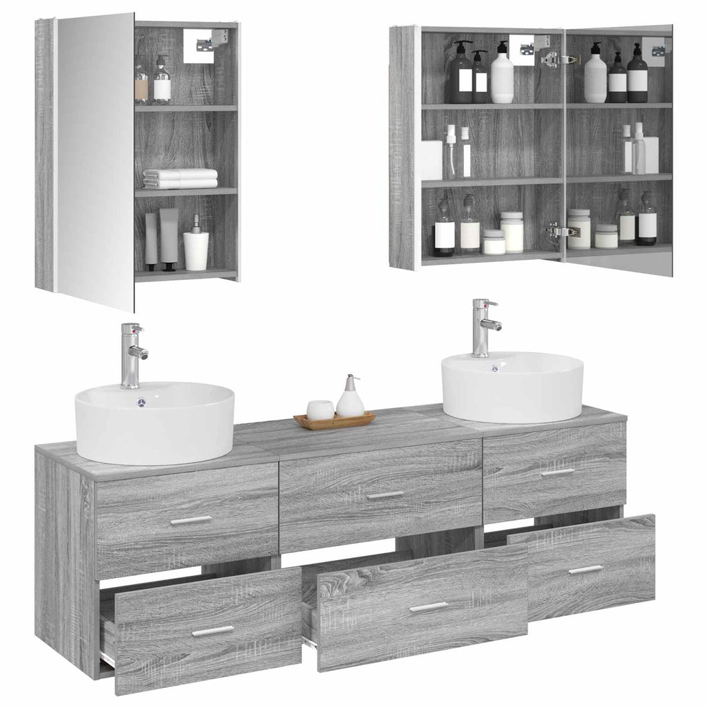 vidaXL Zestaw mebli łazienkowych 5 pcs Szary Sonoma