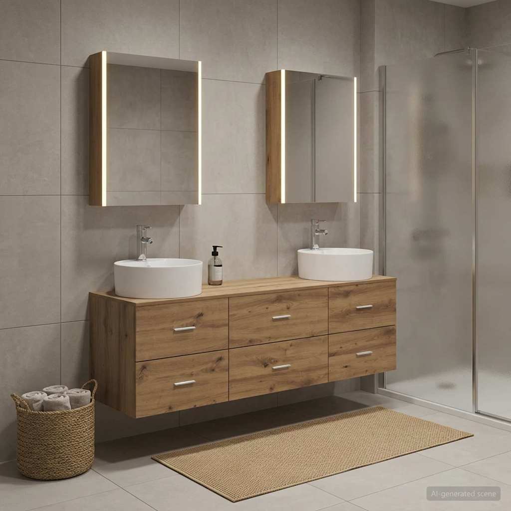 vidaXL Zestaw mebli łazienkowych 5 pcs Dąb artisan