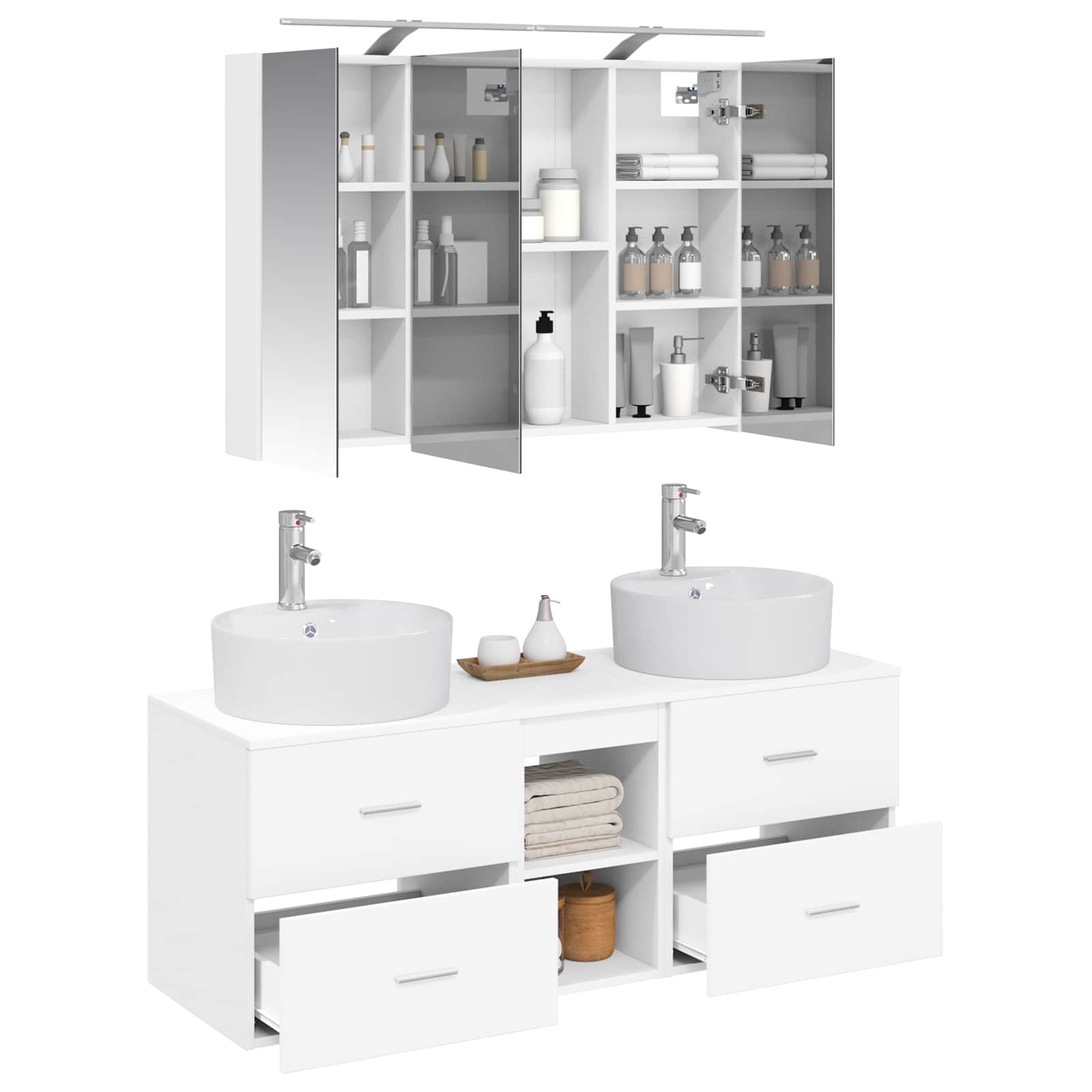 vidaXL Zestaw mebli łazienkowych 4 pcs Biały