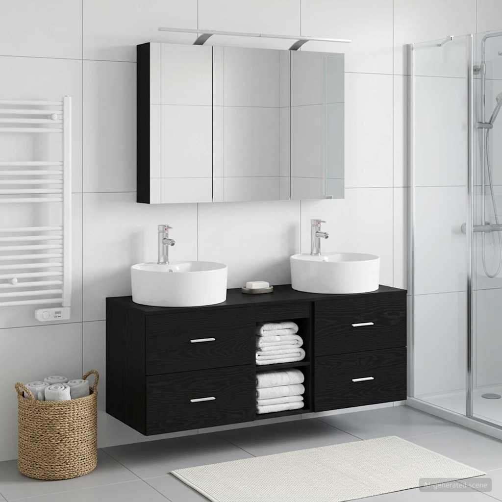 vidaXL Zestaw mebli łazienkowych 4 pcs Czarny dąb