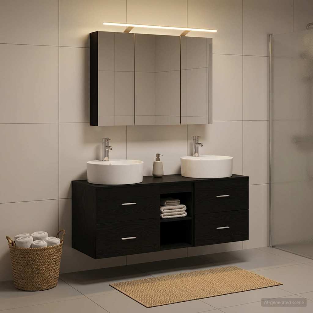 vidaXL Zestaw mebli łazienkowych 4 pcs Czarny dąb
